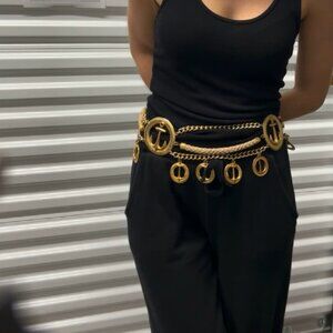 Rare Vintage 60's Mic Mac St Tropez Anchor Chain Rope Belt Gold Tone Nautical